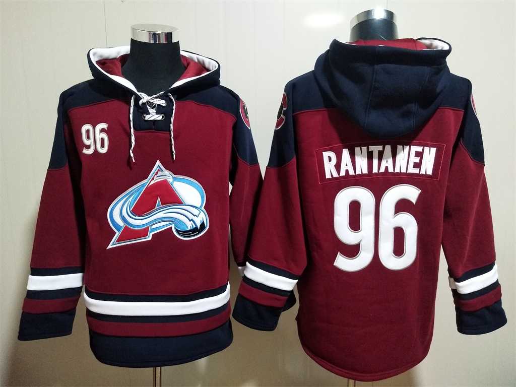 Avalanche 96 Mikko Rantanen Burgundy All Stitched Pullover Hoodie,We sell and wholesale Avalanche 96 Mikko Rantanen Burgundy All Stitched Pullover Hoodie on line form chian!